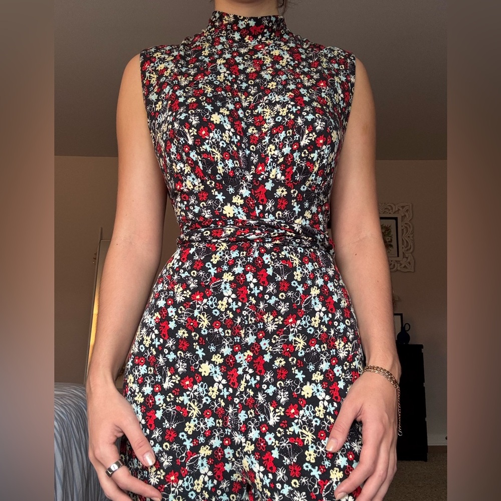 Free People Navy Blue Floral Jumpsuit
